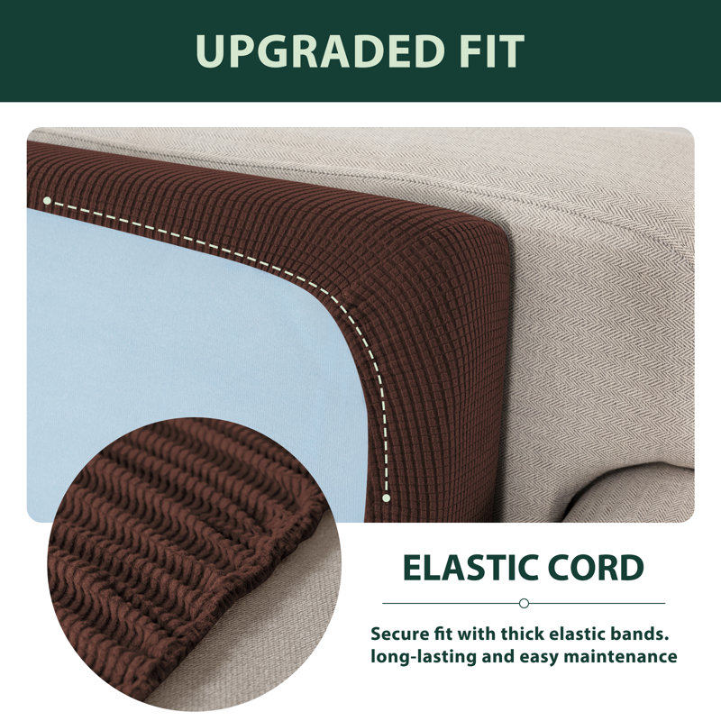 Spandex Texture Box Cushion Loveseat Slipcover, Chocolate