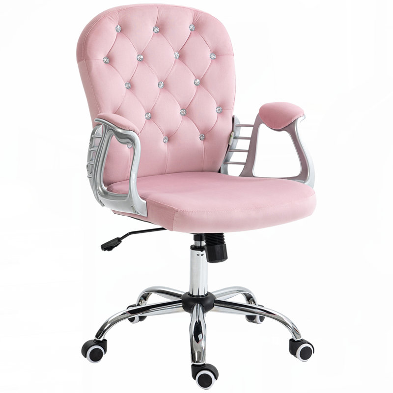 Chaise de bureau en velours pour Vinsetto, Rose