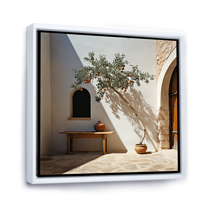 Plage, solitude, arbre, vision, H 16 po x l 16 po x P 1 po, Cadre flottant blanc