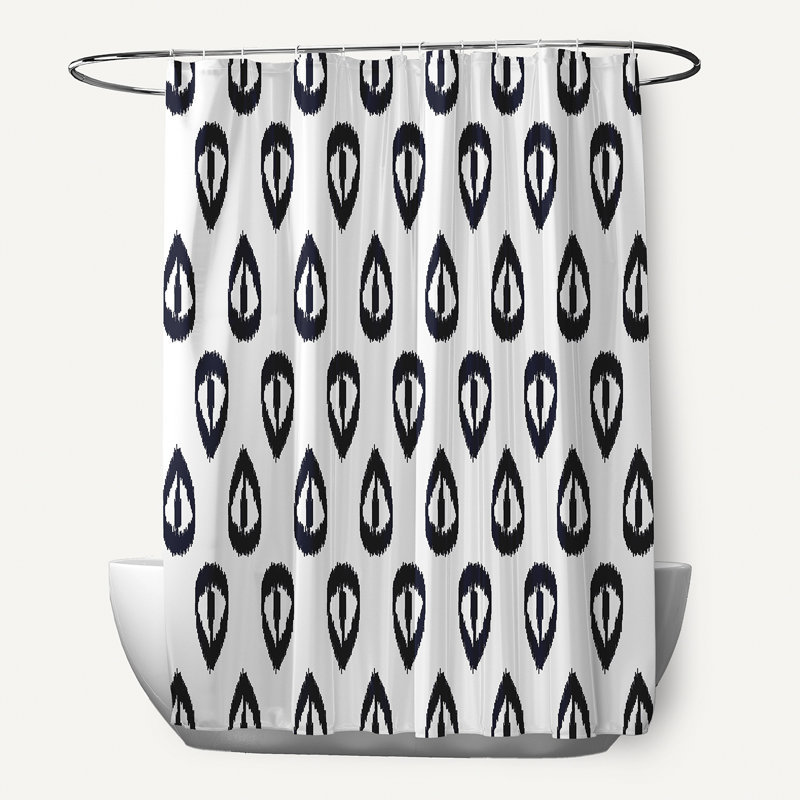 Rideau de douche Dalonta Ikat Tears, Bleu marine