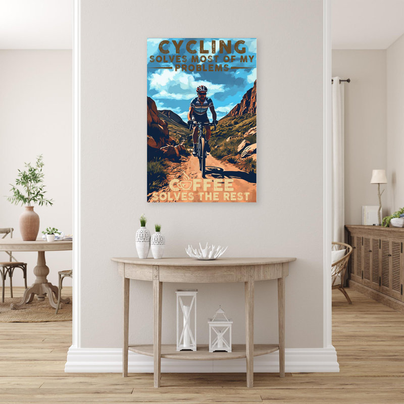 «Cycling Solves Most of My Problème», impression sur toile tendue, H 36 po x l 24 po x P 1,25 po