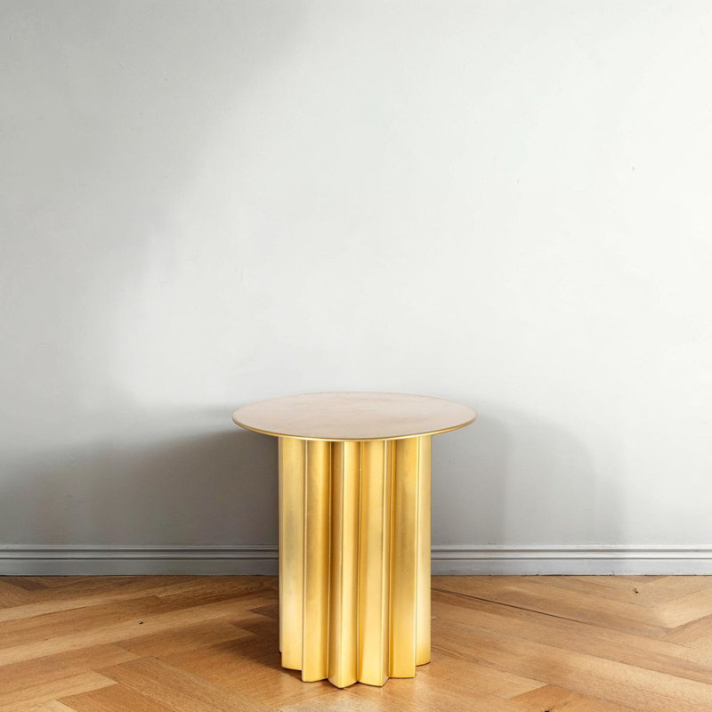 Greenpoint Pleated Metal Side Table, Gold
