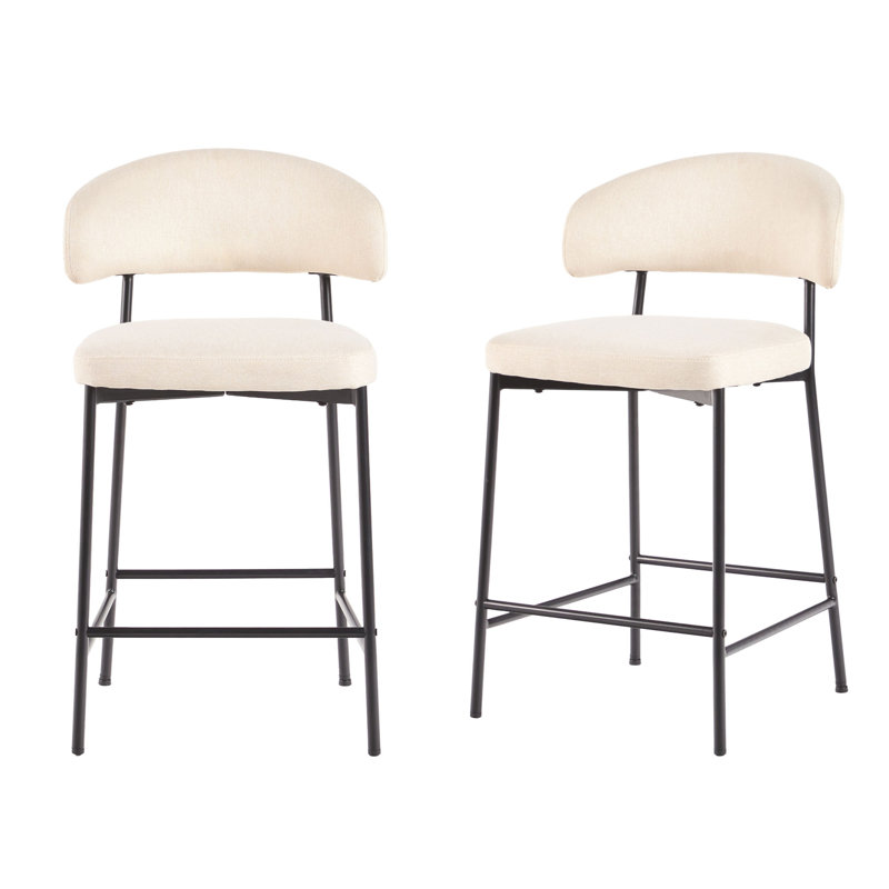 Jerwin 24.38'' Upholstered Counter Stool, Ivory
