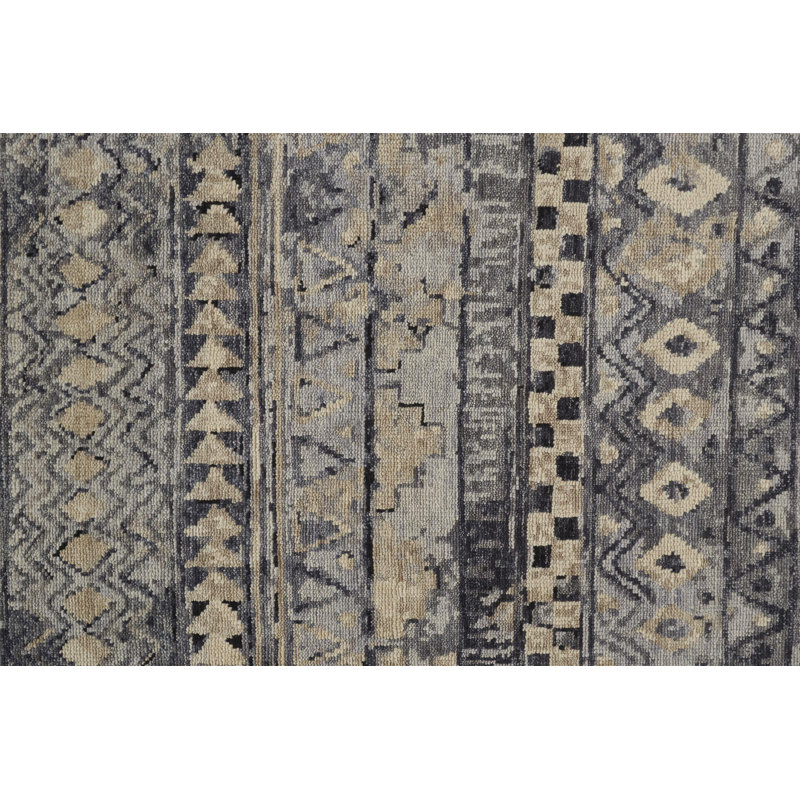 Palomar Hand Knotted Wool Geometric Area Rug in Gray, Rectangle 9'6" x 13'6"