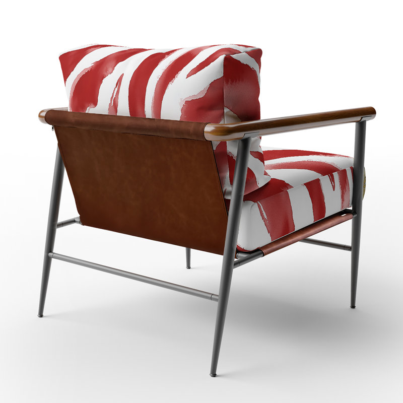 Chaise à accoudoirs rembourrée Zebra, Noir, noir, noir, noir, Rouge / Blanc