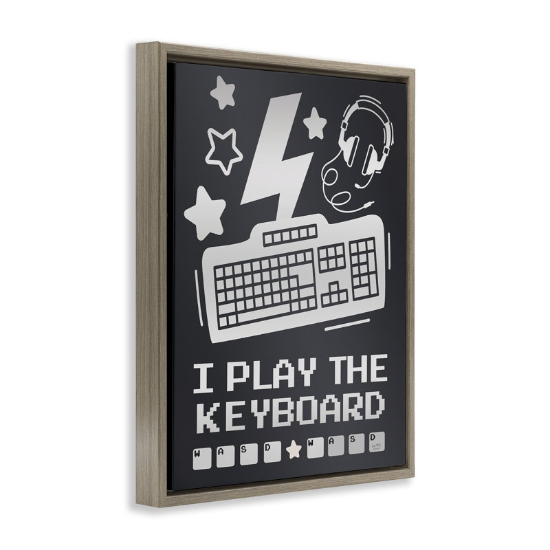 «I Play The clavier humor», art mural sur toile flottante brune, design par Lux + Me Designs, H 31 po x l 25 po