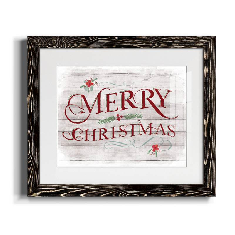 «Merry Christmas» - Reproduction encadrée sur papier, Papier noir, H 20 po x l 17 po x P 1,5 po
