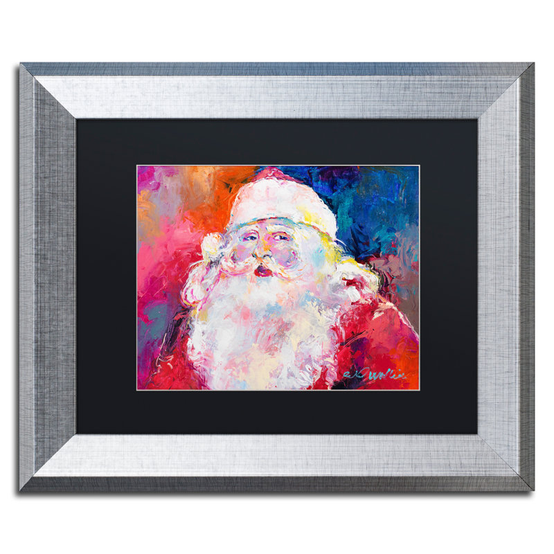 « père noël », impression sur toile, H 11 po x l 14 po x P 0,5 po, Noir, Cadre argenté