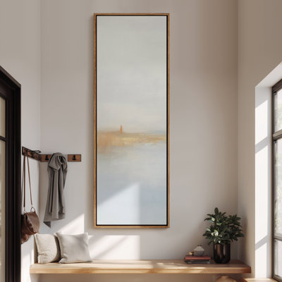 Large Framed Canvas Wall Art - Soft Horizon Lighthouse Minimalist Seaside Abstract Coastal Prints - 60"x20"