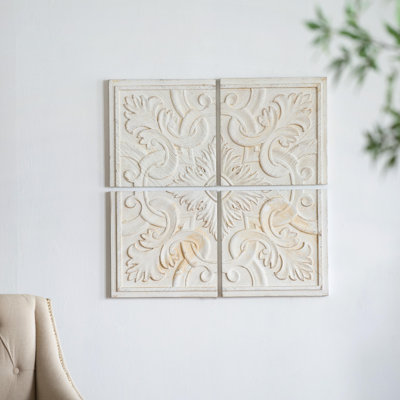 S/4 Distressed Wooden Square Wall Panels, 17.5x17.5"