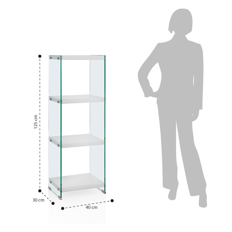 Sifert Glass Shelving Unit, 125cm H x 40cm W x 30cm D