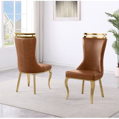 Chaises de salle à manger Leathaire avec structure chromée