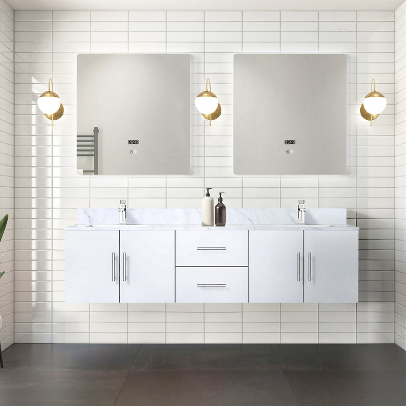 Meuble-lavabo double 72 po X P 22 po D pour une utilisation quotidienne, Blanc