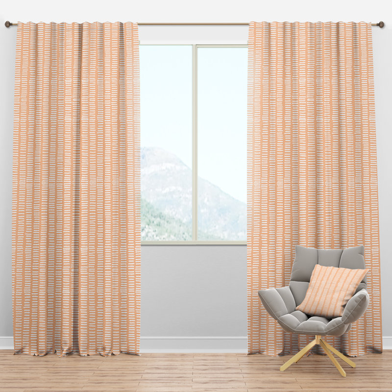 Panneau de rideau simple semi-diaphane avec passe-tringle Mid-Century, l 52 po x L 108 po