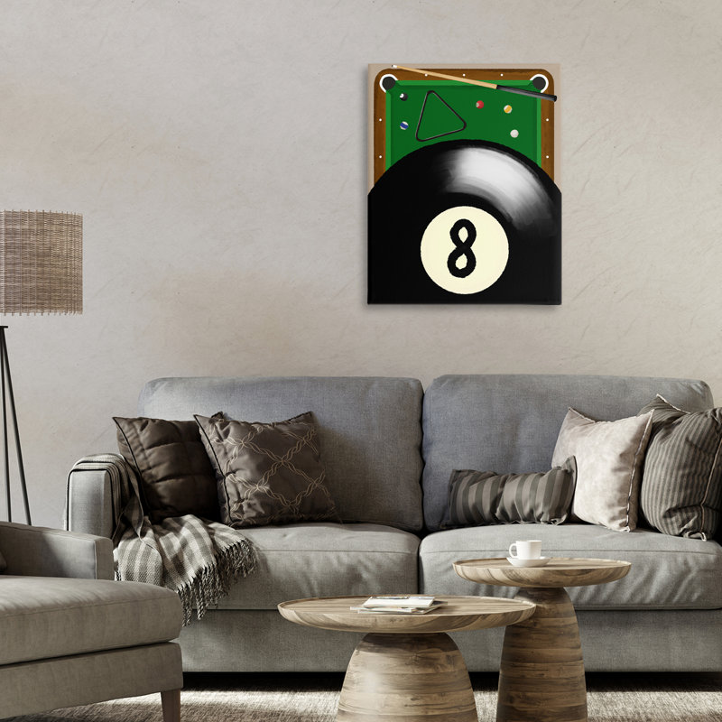 Table de billard et balles en toile, design par Jennifer Stith, H 20 po x l 16 po