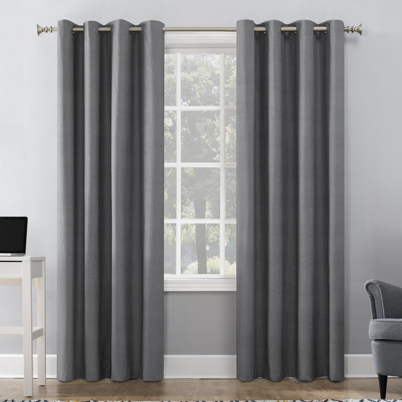 Gray Polyester Blackout Grommet Curtain Panel 50x108