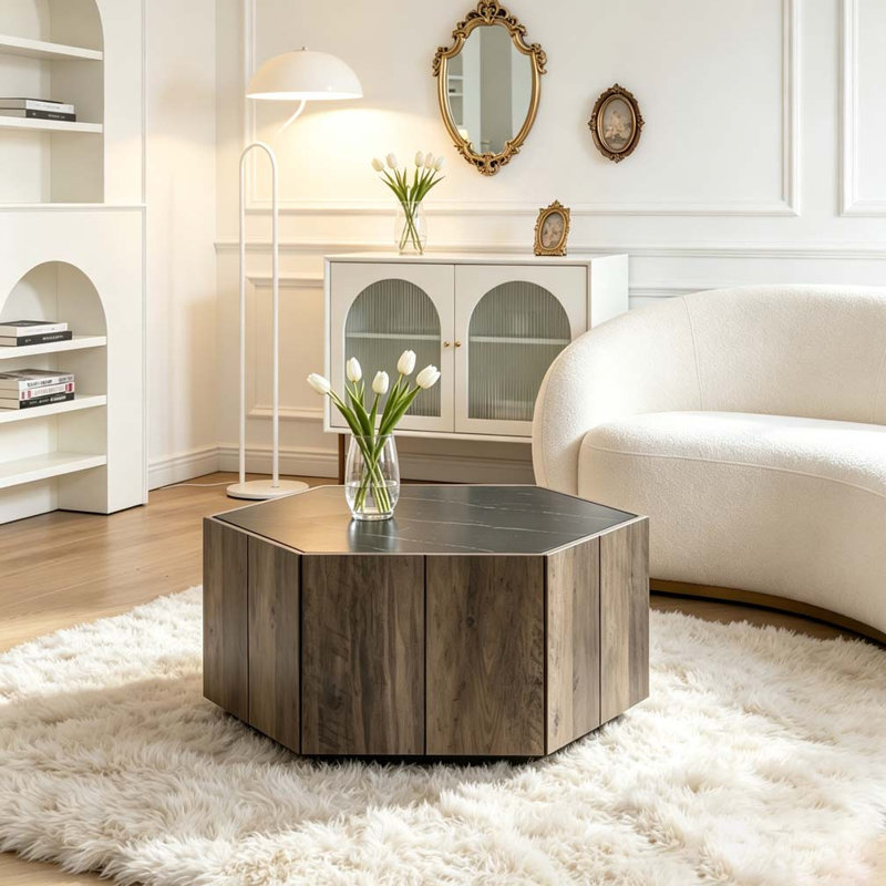 Table basse Retro, Noir, brun clair