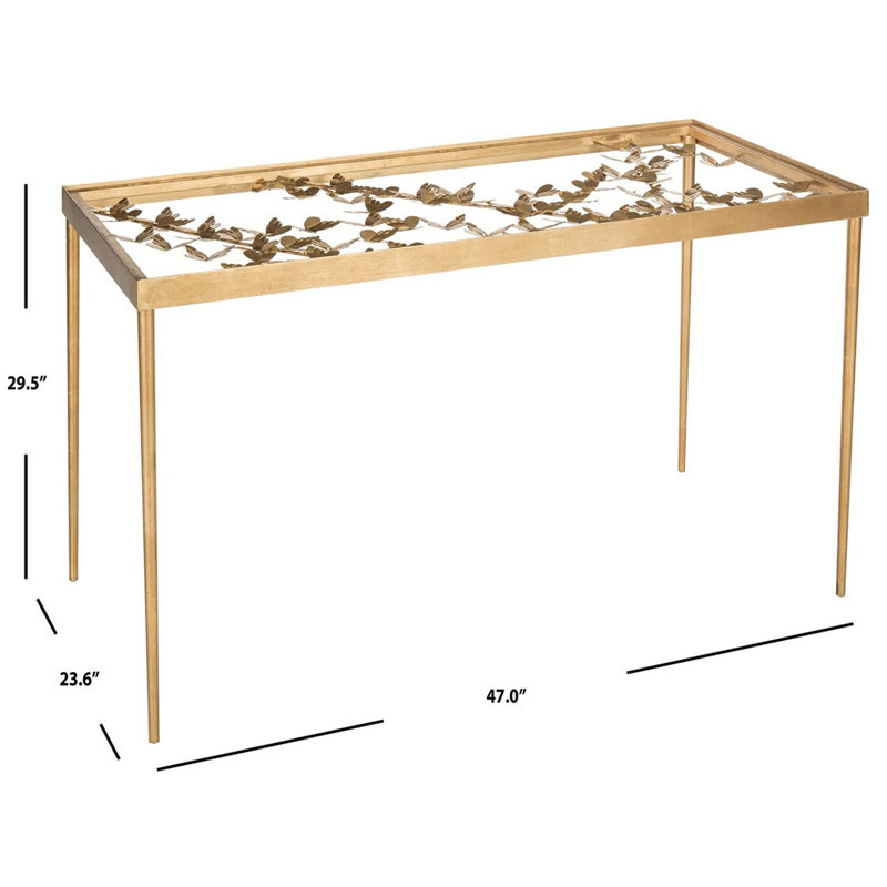 Ethereal Gold 47" Glass-Top Home Office Desk with Drawer