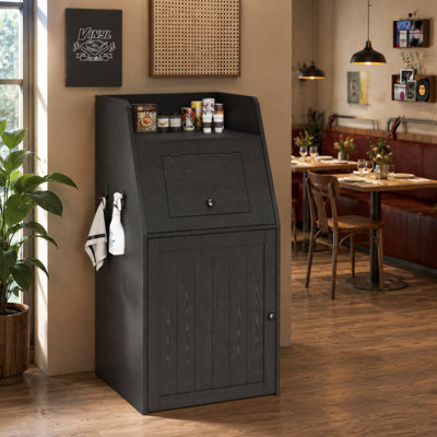 40 Gallon Commerical Grade Restaurant Trash Can Cabinet, Commercial Trash Cans Wooden Trash Can and Garbage Receptacle with Tray Holder, Door, Large Trash Bin for Restaurant, Cafeteria, Kitchen, Office, School(No Trash Can Included)