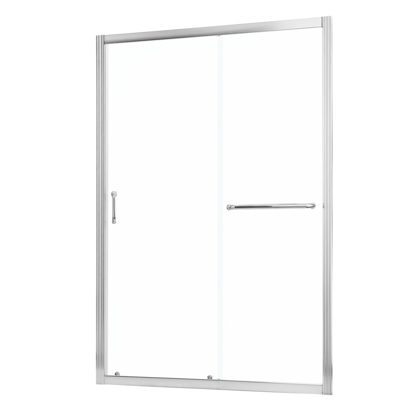 Porte de douche de 60 po x H 72 po, quincaillerie, verre trempé, salle de bain moderne, coulissante simple de 72 po, conception épurée pour