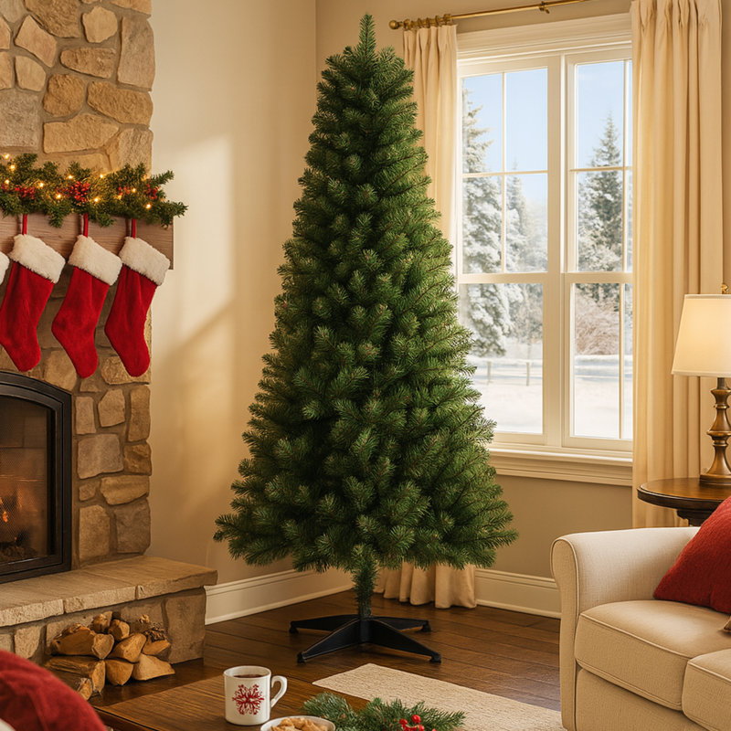 Arbre de Noël artificiel de 6 pi avec 490 pointes, branches, support à 4 pieds, assemblage facile, idéal pour la décoration de bureau, ignifuge classique en plastique, ornement personnalisé pour les Fêtes