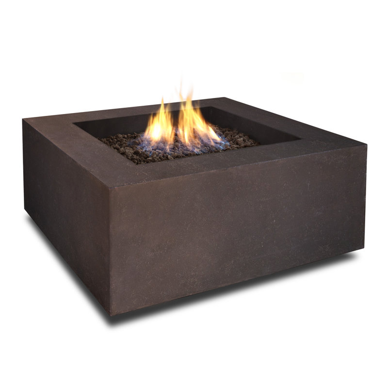 BALTIC Concrete Fire Pit Table with Lid, Glacier Gray, Propane, 15.75" H x 50.5" W x 32.5" D