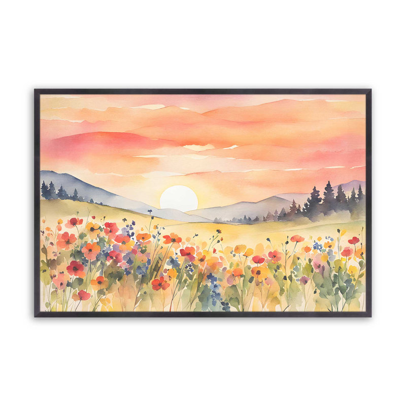 Rolling Hills and Wildflowers, reproduction dans un cadre, H 12,25 po x l 15,25 po, Zinc patiné