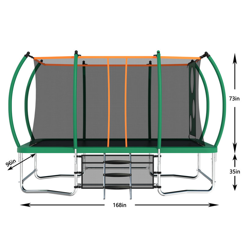 Trampoline carré extérieur 8x14ft, Vert