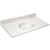 43 Inch Cultured Marble Vanity Top with Backsplash, Improved Package