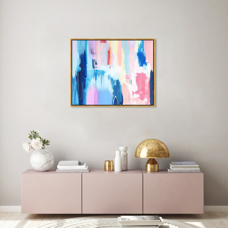 «Colors of a Street Wall Abstract Pastel Brushstrokes Modern Blue», cadre photo, H 30 po x l 36 po x P 1,75 po