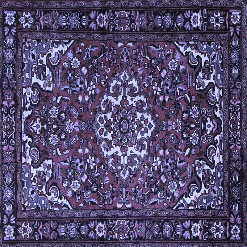 Tapis oriental en laine / polyester tissé à la machine en mauve / noir / blanc, Carré 3 pi