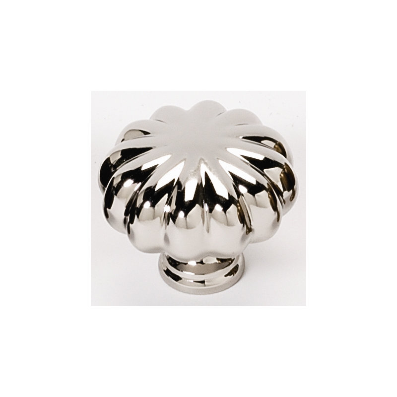 Round Knob, Polished Brass, 1.25" H x 1.5" W x 0.5" D