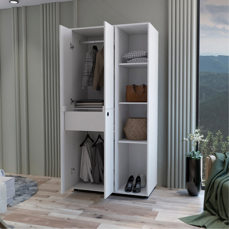 Armoire Boise, chambre à coucher, blanc, Blanc