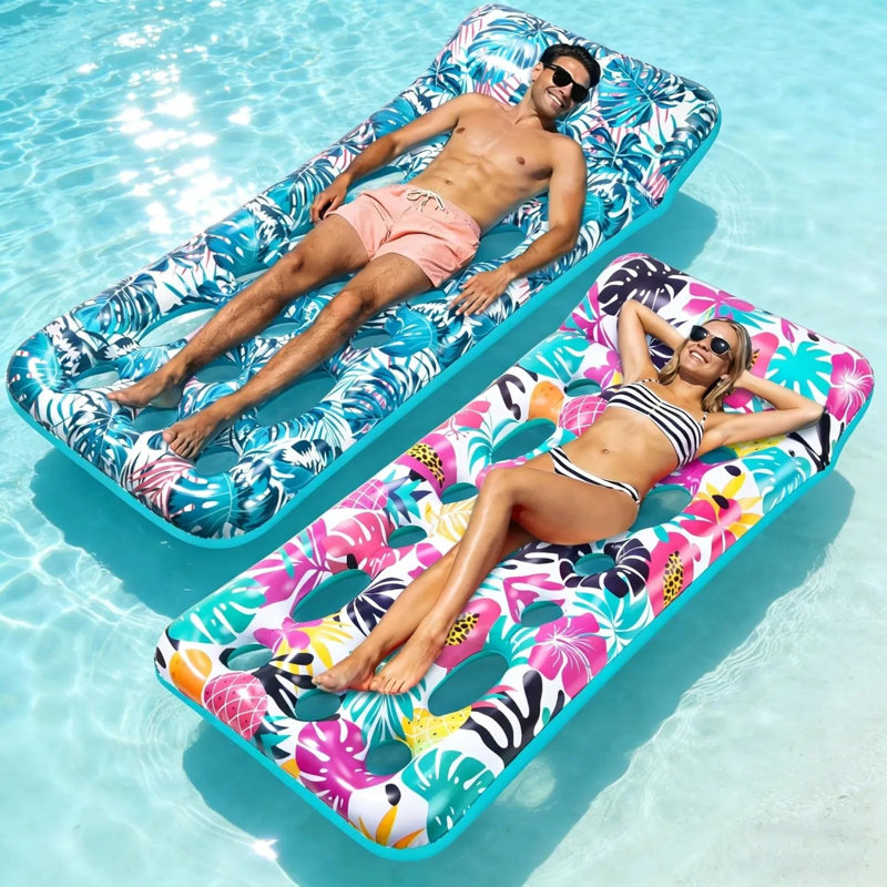 Flotteurs gonflables pour piscine pour adultes, chaise longue de piscine à bronzage rafraîchissant avec appui-tête, radeaux d'été pour lac, rivière, plage, piscine