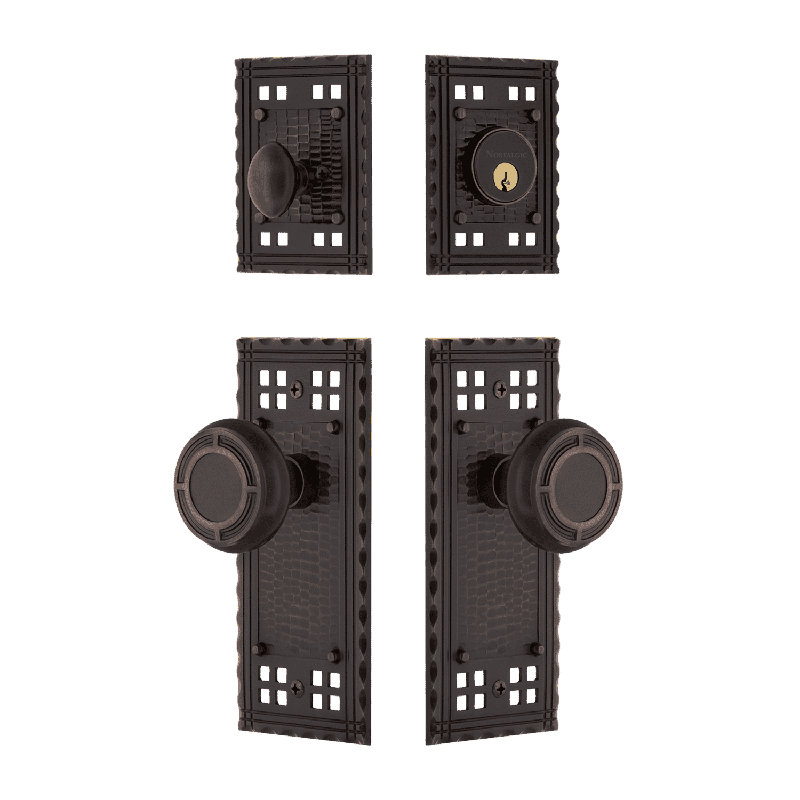 Nostalgic Warehouse Craftsman Entry Set with Mission Knob, Timeless Bronze, 2.75