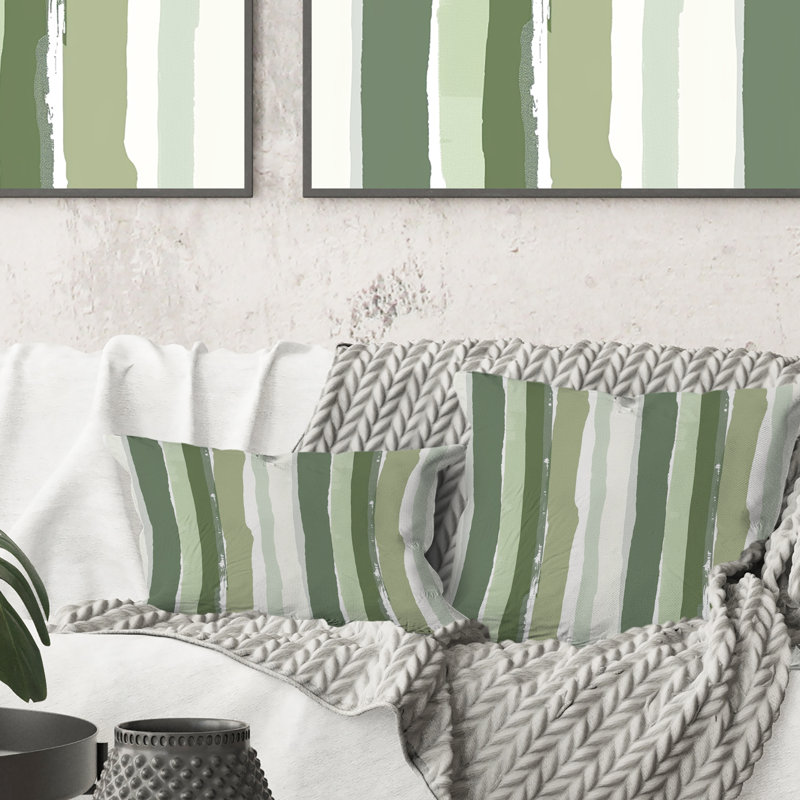 Coussin Green Stripes II - Stripes, H 16 po x l 16 po