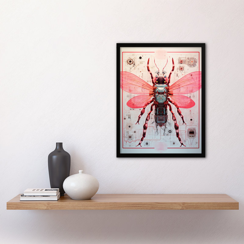 Red Spy Flycam Robot Hybrid Secret Military Schematic - Single Picture Frame Print