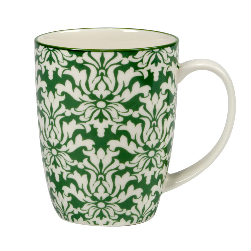 Holiday Red and Green Ceramic 14 oz Beverage Mugs, Set of 6