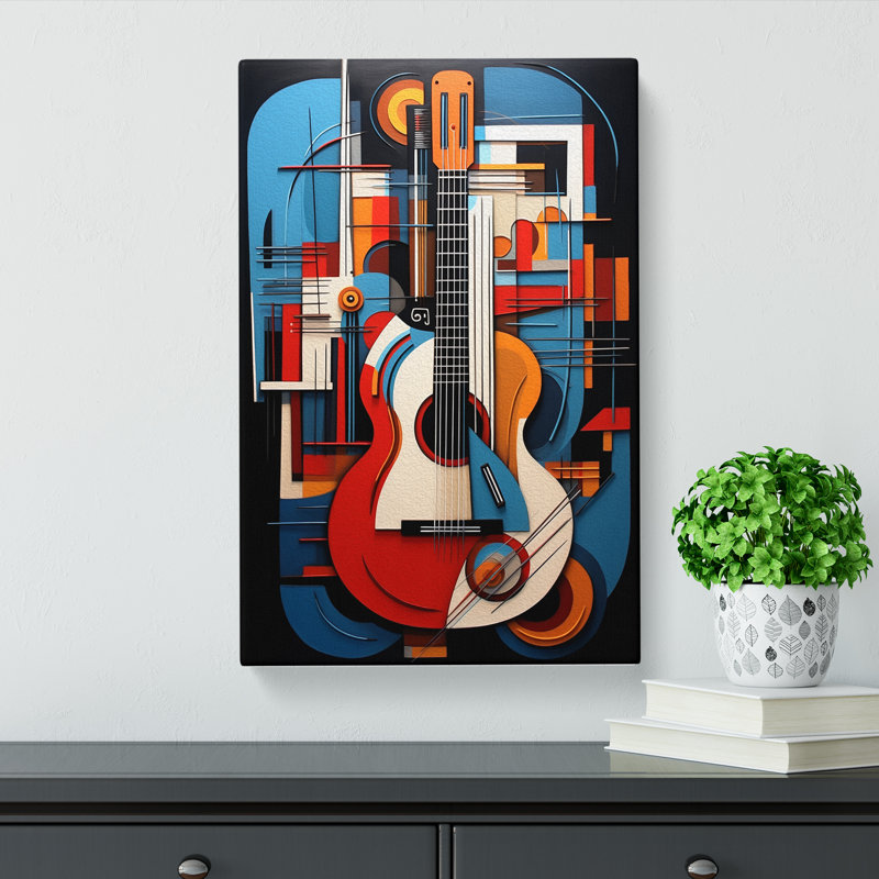 Guitar Constructivism Art No.2 - Wrapped Canvas, 76cm H x 50cm W x 3cm D