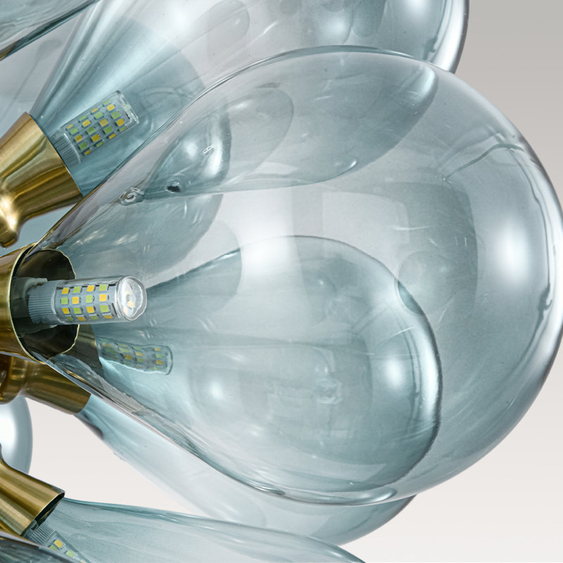 Lustre sphérique spoutnik 18 lumières en verre, Bleu dégradé
