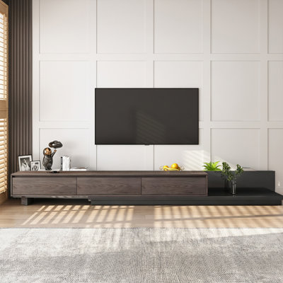 Extendable TV Cabinet with 3 Drawers | Adjustable Width 200-330cm | tv unit in Walnut, Grey & Dark Walnut for 75-100" TVs for Living Room & Bedroom Fast Dispatch From UK Warehouse — 2 Working Days