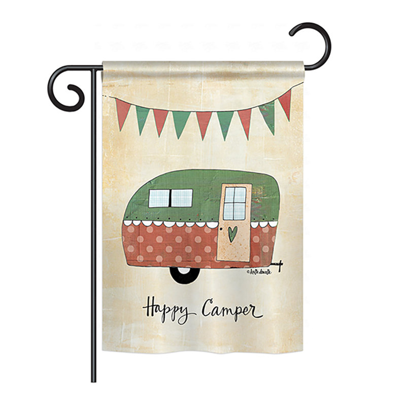 Happy Camper Multi-Color Polyester Vertical House Flag 28" x 40"