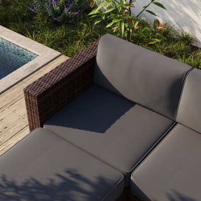 7-Piece Outdoor Replacement Cushion Set with 4" Thick Supportive Foam for Patio Conversation Sets