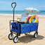Chariot pliant bleu pour le jardin, le magasinage et la plage