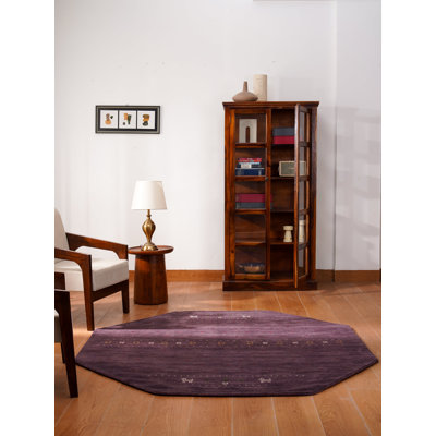 Tapis Anley en laine tissée à la main, écologique - 244 x 244 cm, octogonal, design moderne et contemporain, épais et à poils longs, antidérapant, idéal pour le salon et la chambre.