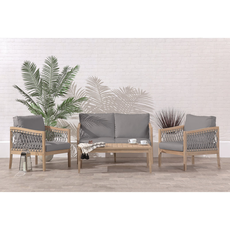 Noguez Acacia Wood Patio Dining Set with Rectangular Table