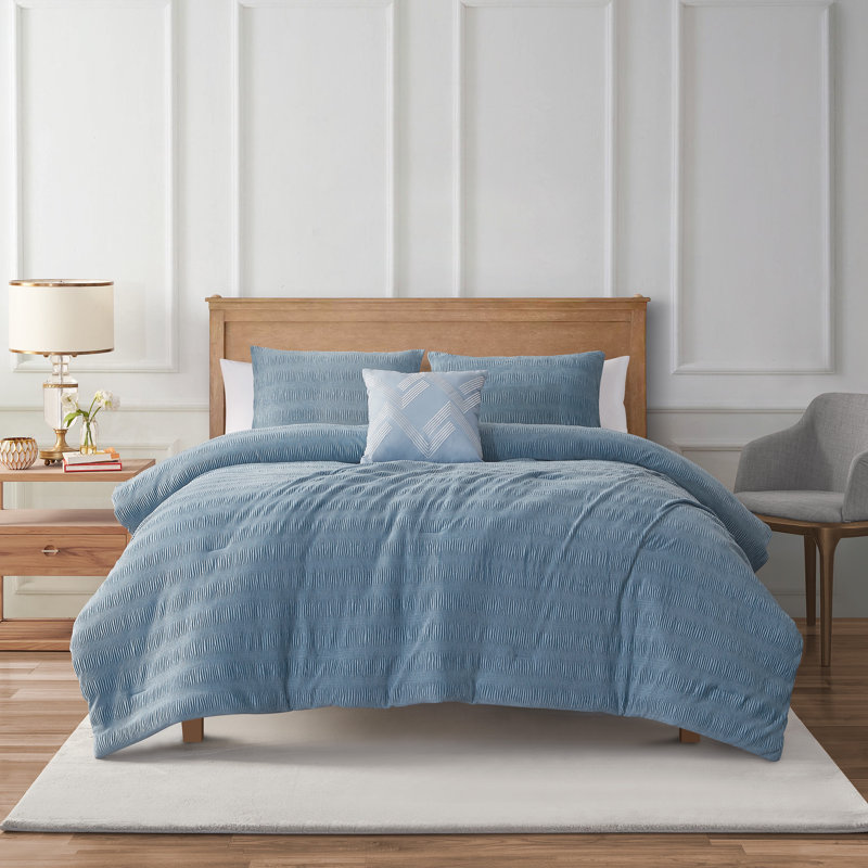 Ensemble d'édredon 4 pièces Bryn, Queen Comforter + 4 of Additional Pieces Included, Blue