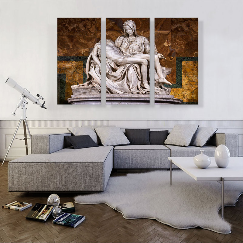 «Pieta 1499» par Michelangelo, ensemble de 3 reproductions d'art sur toiles tendues, H 40 po x l 60 po x 1,5 po