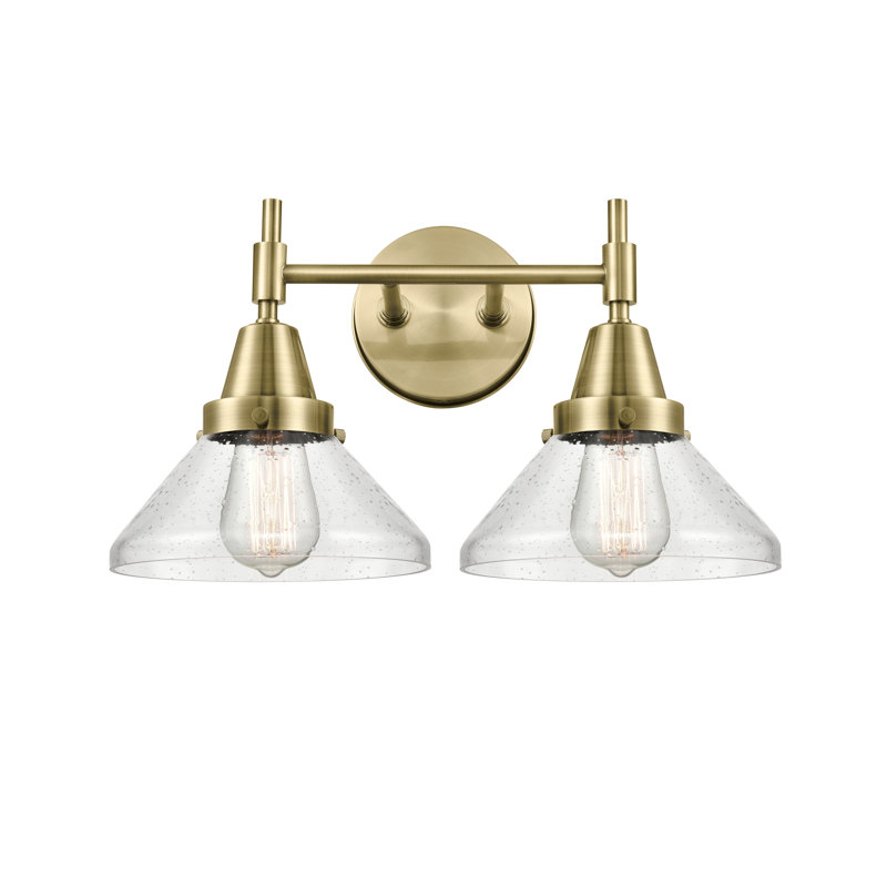 Éclairage de salle de bain à intensité variable 2 lumières Amede, Laiton antique, Grainé, Pas d'ampoule
