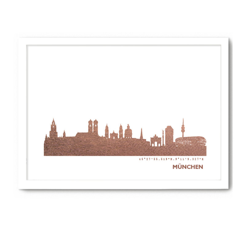 Munich Skyline 1 Piece Single Picture Frame Wall Art, 33cm H x 43cm W x 4cm D